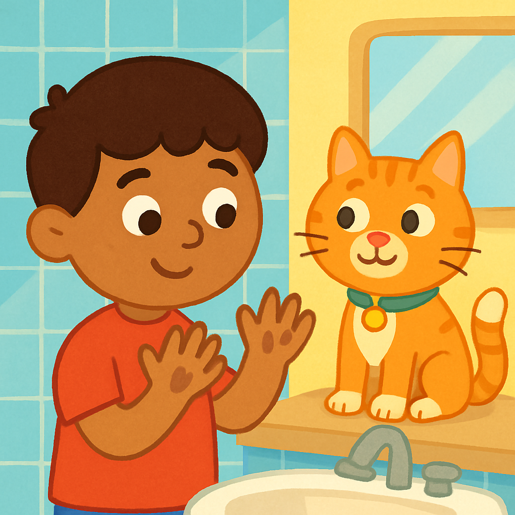 Social story for hand washing for nonverbal child — opening panel
