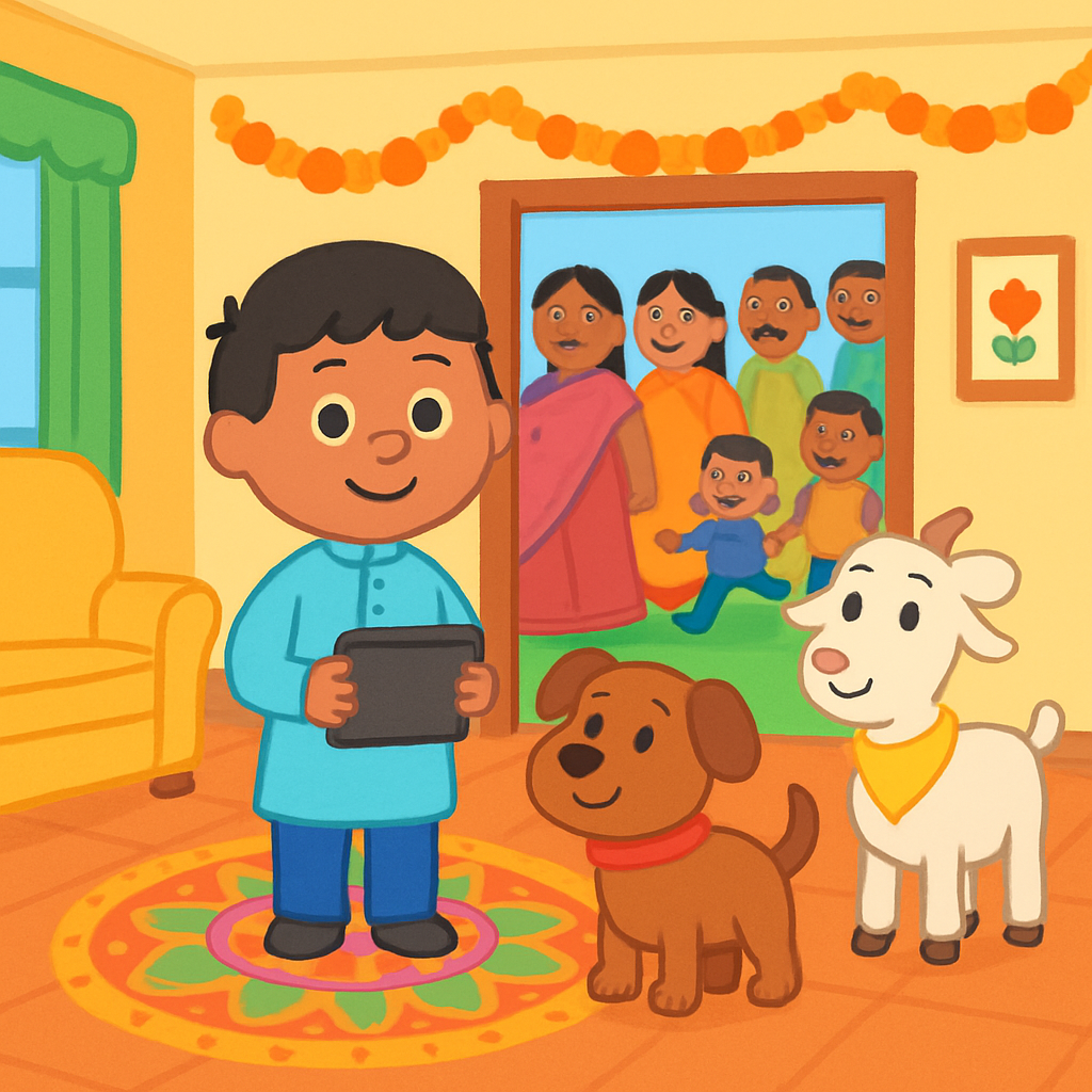 Big family gathering — preparing autistic child — opening panel
