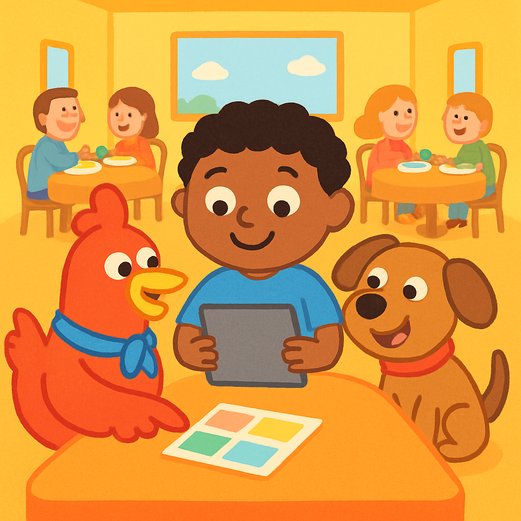 Using Avaz to order food at a restaurant — opening panel