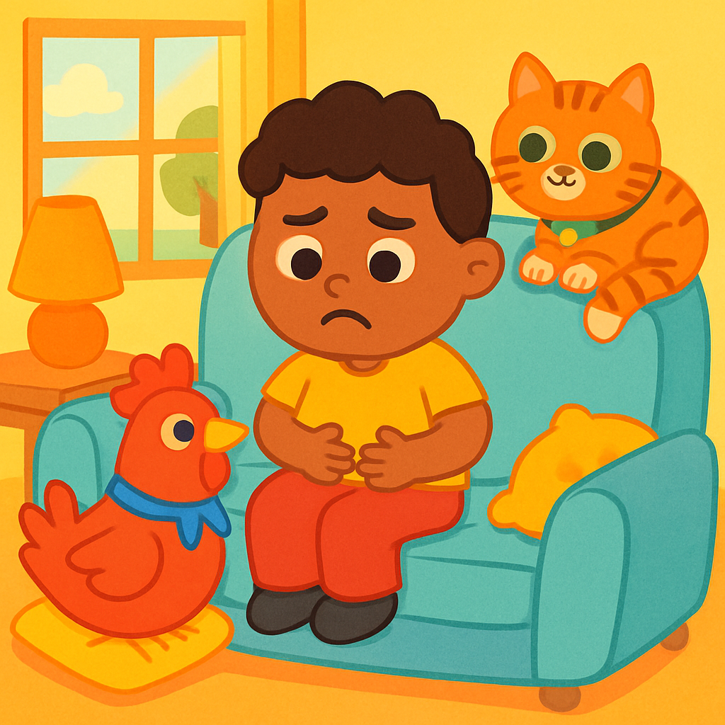 My autistic child has a tummy ache — helping him tell me — opening panel