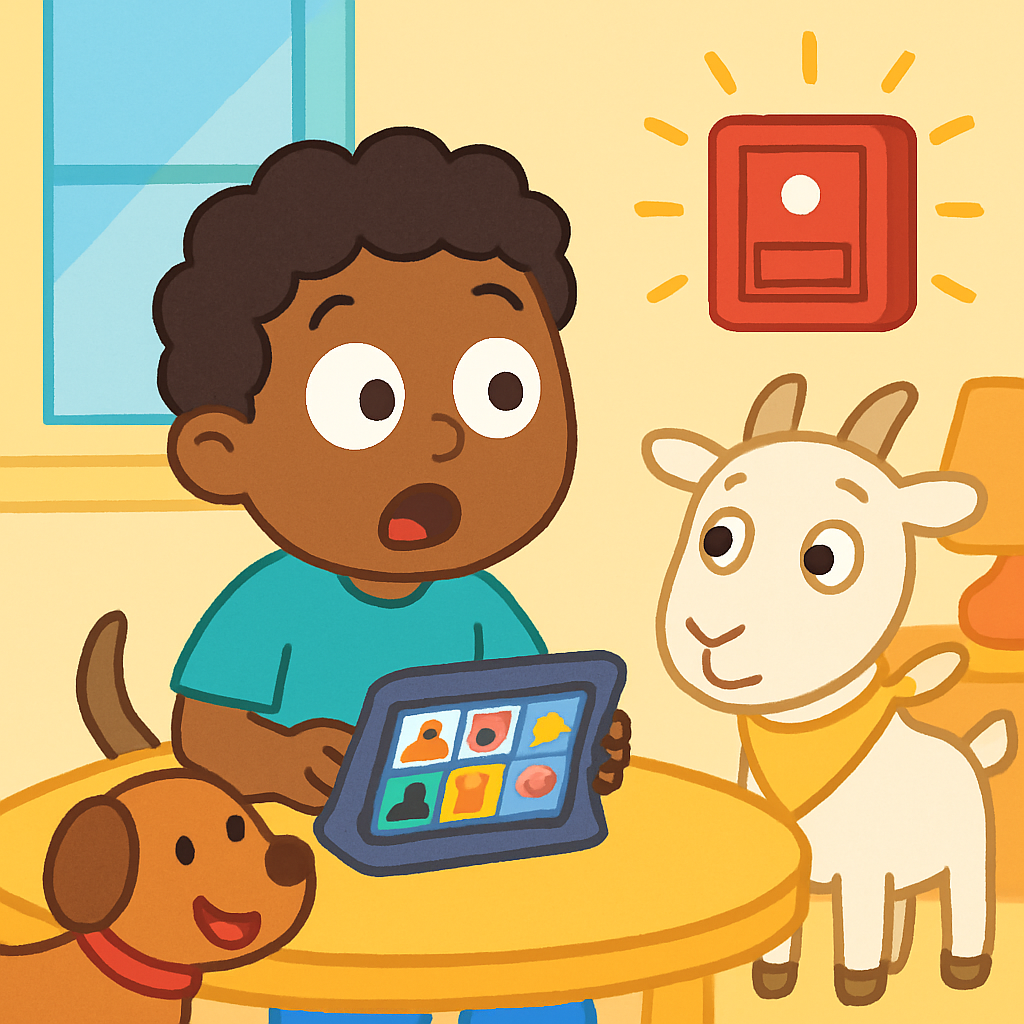 Fire alarm at home or school — safety for autistic child — opening panel