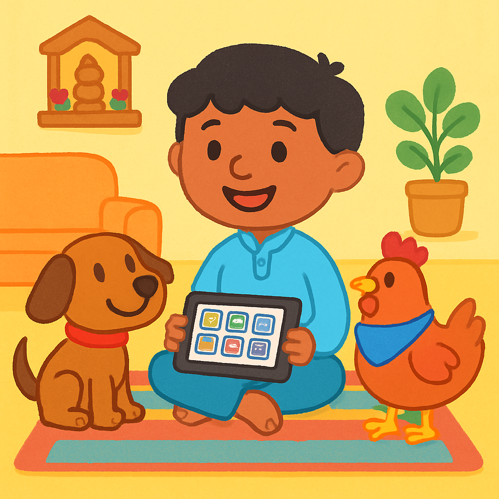 My autistic child uses an English AAC at home but family speaks Hindi — opening panel
